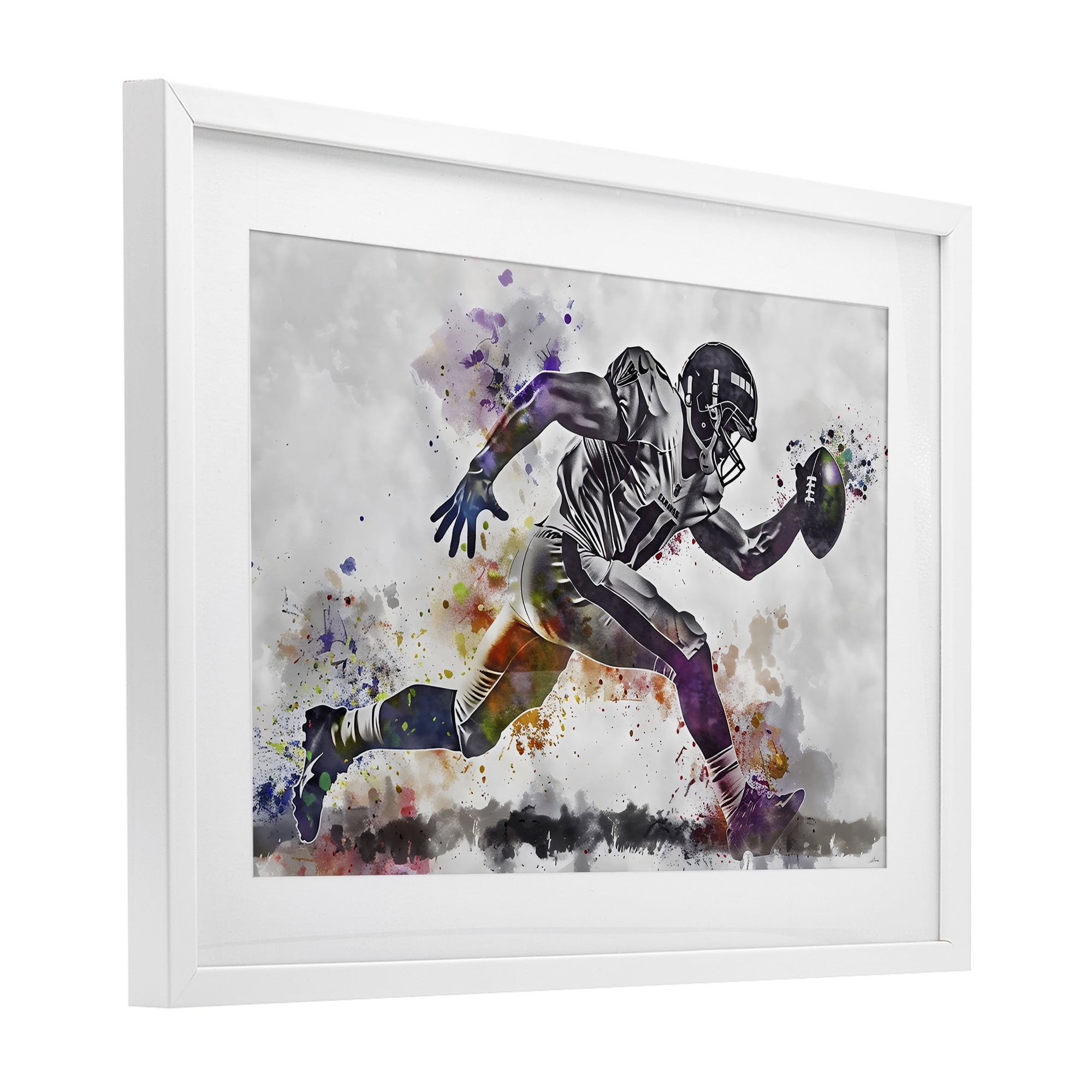 Stupell Industries Endurance Football Sprint White Framed Print Under Glass, design by Creative Studio