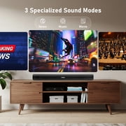 2.0 CH Sound Bar for Smart TV - 60W Dual Full-Range Speakers Surround Sound System - 22 Powerful TV Speakers Sound Bar with Bluetooth 5.3 for Home Theater Audio PC/Gaming/Projectors