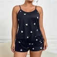 thumbnail image 5 of yillto Women's Plus Size Pajama Set 2 Piece Heart Print Lounge Cami Top and Elastic Waist Shorts Sleepwear, 5 of 5