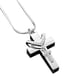 thumbnail image 4 of Colgante de crucifijo con diamantes de imitación, 2 cruces, delicado collar de cruz de acero Ti, regalo de plata, 4 of 5