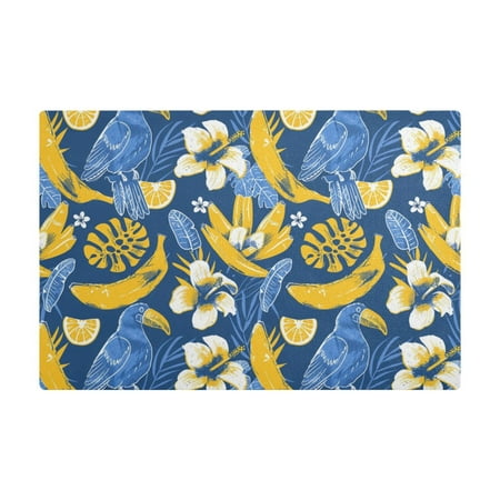 

Dish Drying Mat Microfiber Kitchen Dish Pad Counter Absorbent Drainer Rack 12 x18 Toucan Bird with Banana