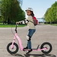 thumbnail image 2 of Gymax Kids Scooter w/ Adjustable Height Handlebar 12'' Inflatable Wheels Handbrake Pink, 2 of 10
