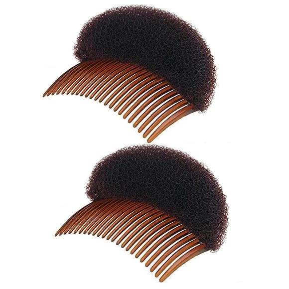 2 piezas de color marrón para mujer, esponja suave de espuma, pinza para el cabello, peine para el cabello, herramienta para trenzas, accesorios de peinado, inserciones de base, almohadillas para el c