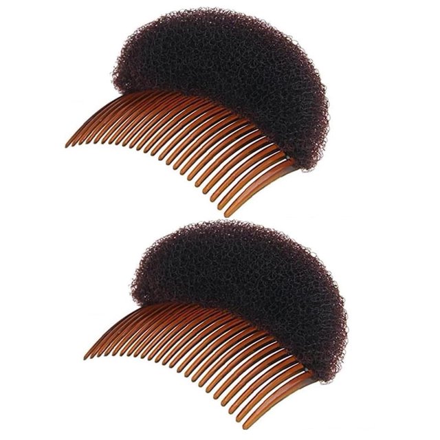 2 piezas de color marrón para mujer, esponja suave de espuma, pinza para el cabello, peine para el cabello, herramienta para trenzas, accesorios de peinado, inserciones de base, almohadillas para el c