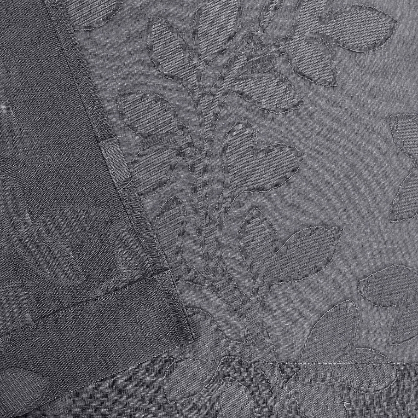 OVZME Darla 63 Inches length Sheer Curtain Set of 2, Soft Light Filtering Leaf Jacquard Farmhouse Window Curtains & Drapes for Living Room Bedroom with Rod Pocket, Each 42Wx63L Inch Charcoal Grey