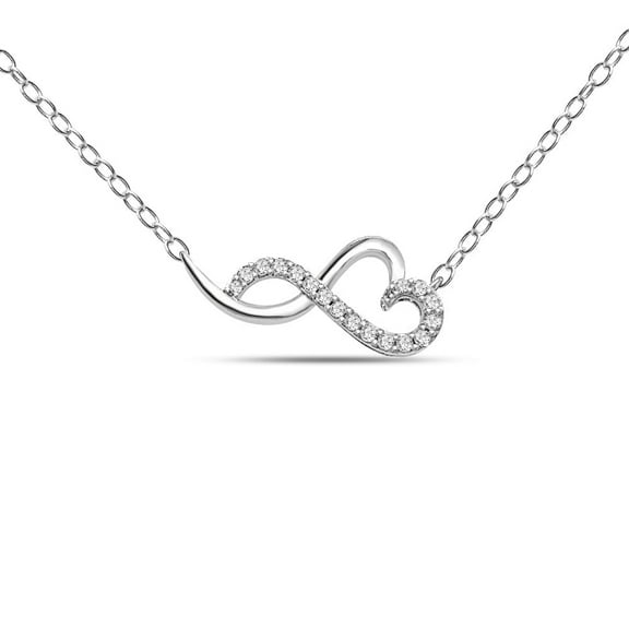 Color of Love 1/10 Carat Diamond Infinity Heart Necklace for Women in Sterling Silver – 18" Chain