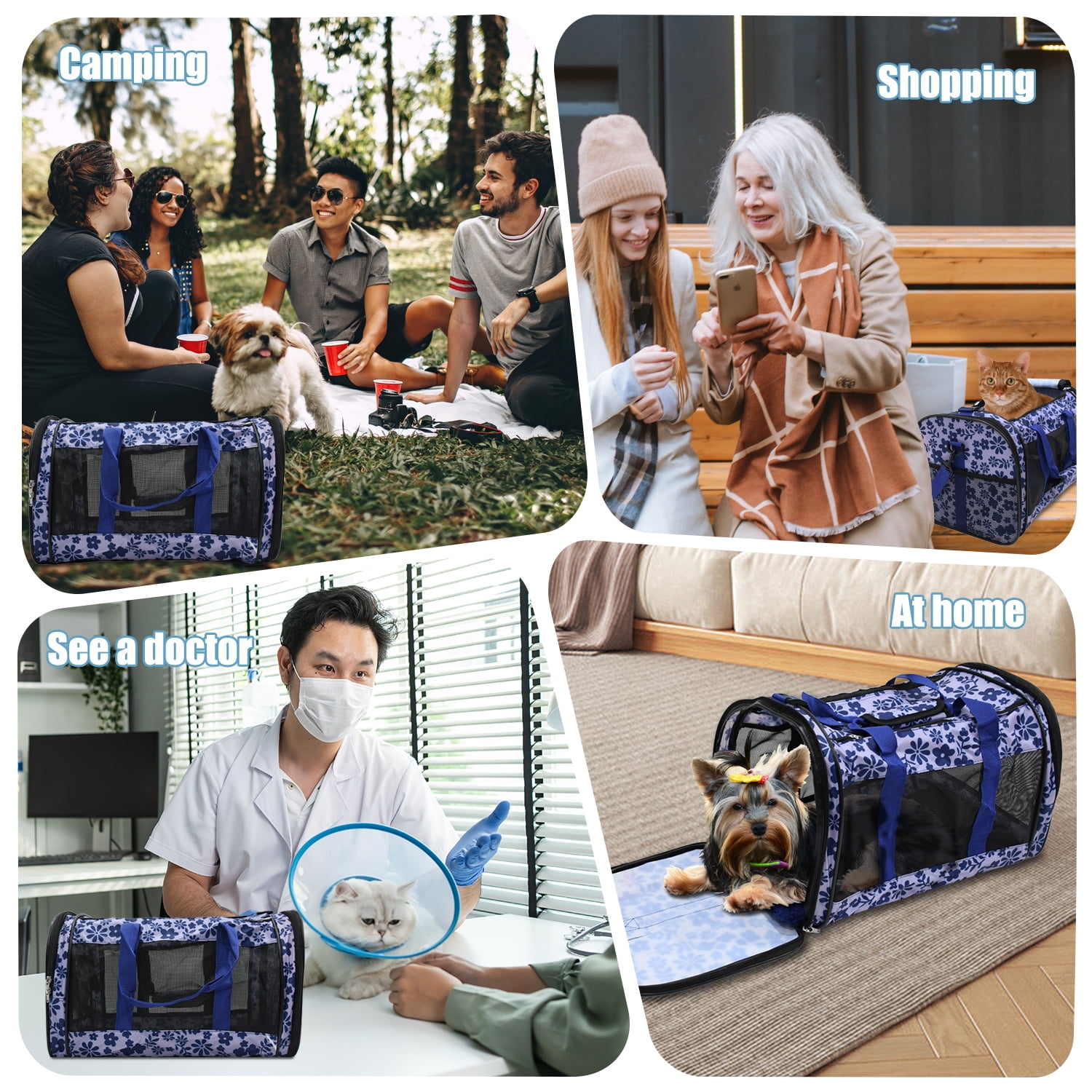 GOOPAWS Soft-Sided Kennel Pet Carrier for Small Dogs, Cats, Puppy, Airline Approved Cat Carriers Dog Carrier Collapsible, Travel Handbag & Car Seat