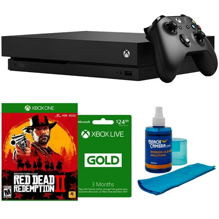Microsoft Xbox One X 1 TB (CYV-00001) with Red Dead Redemption 2 and Universal Screen Cleaner (Large Bottle)