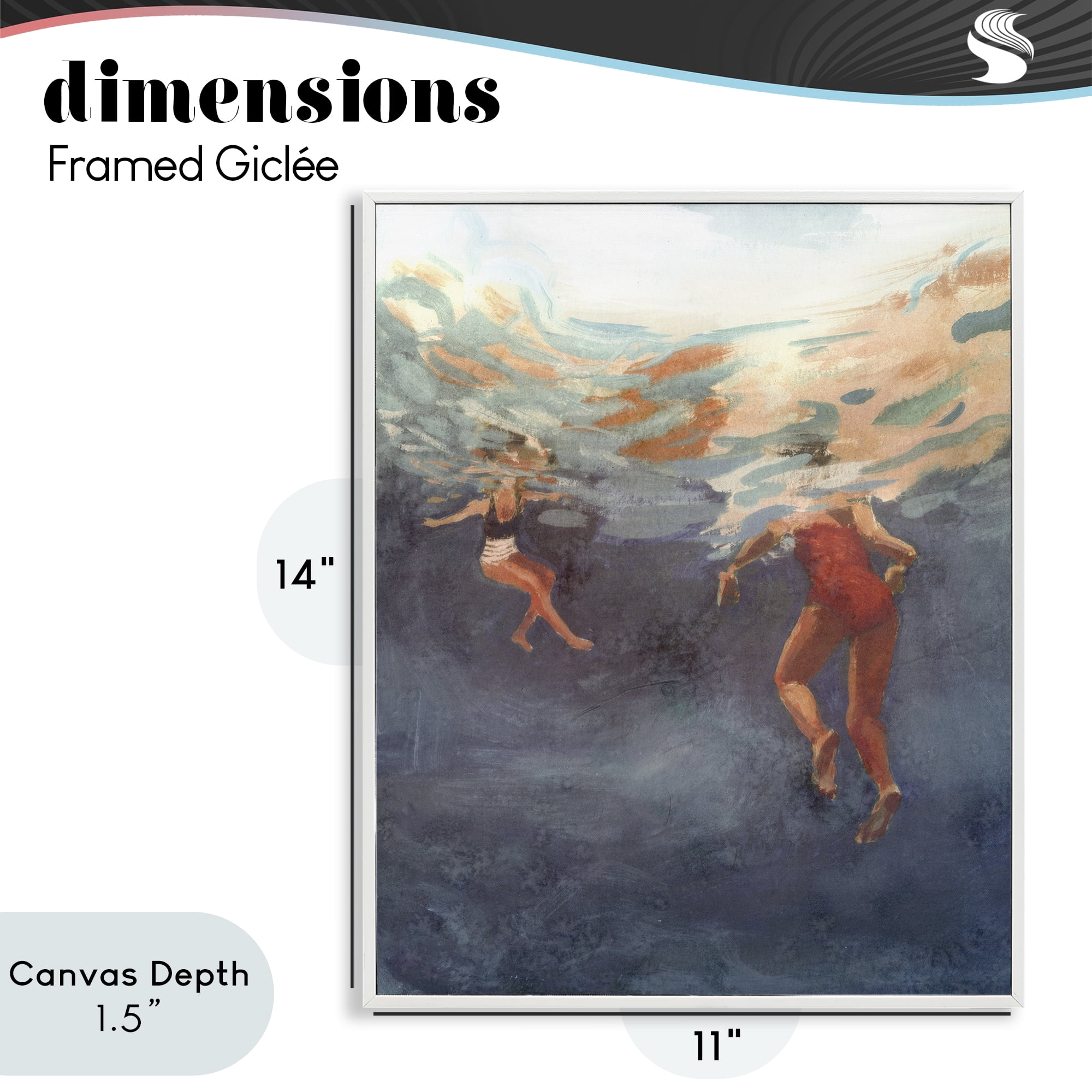 Stupell Industries Summer's Dance Swimmers White Framed Giclee Art, design by Victoria Barnes