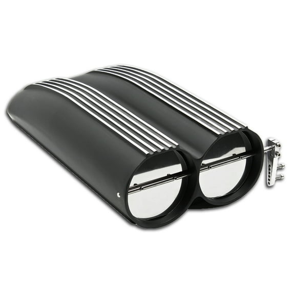 Black Shotgun Style Double Scoop For Dual 4 Barrel Carburetor 5-1/8 Inch Neck