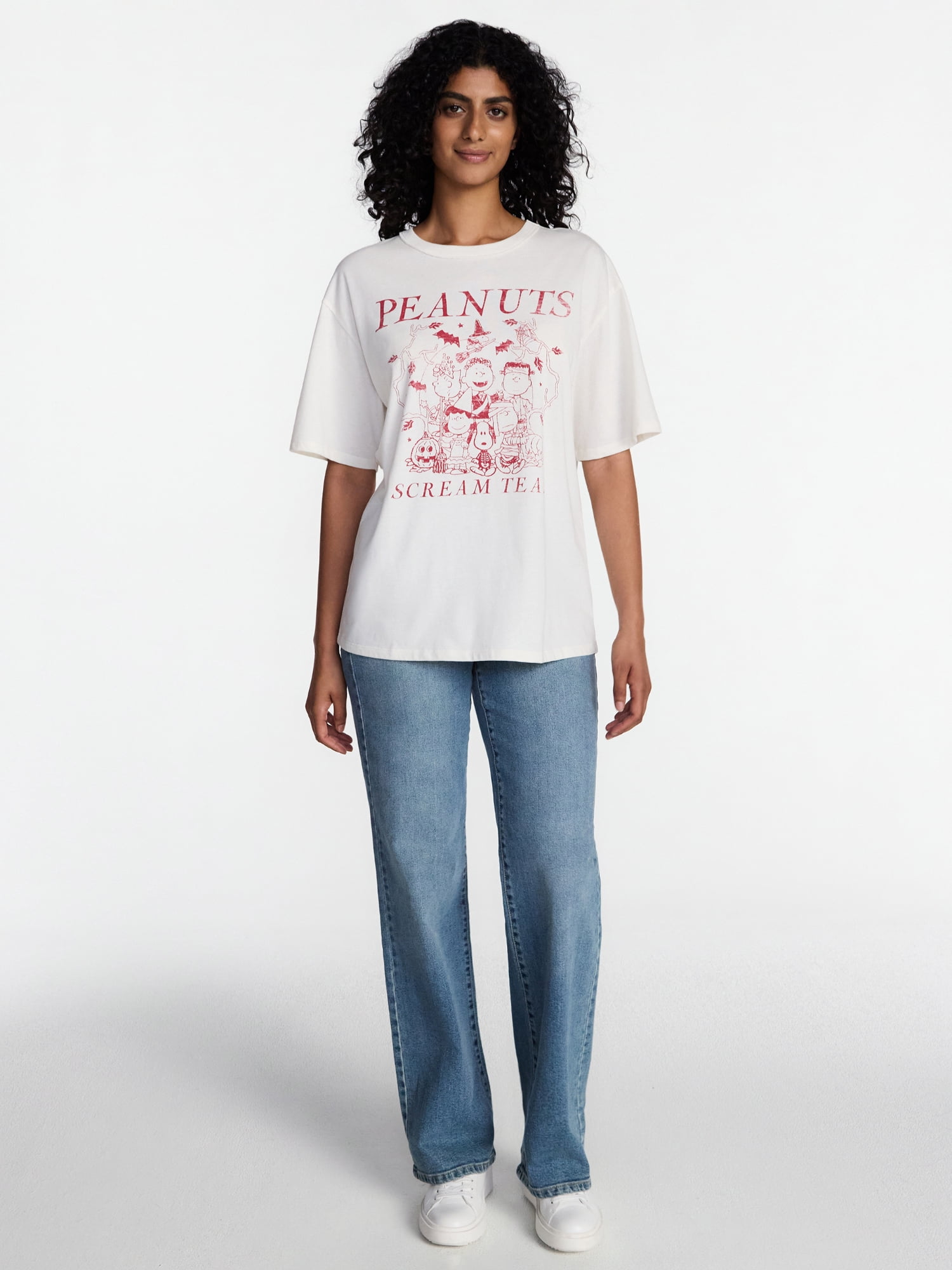 Peanuts Women's Halloween Graphic Oversized Tee, Sizes XXS-XXL