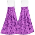 thumbnail image 2 of SKYSONIC 2 Pcs Hanging Hand Towels, Soft Absorbent Purple Halloween Print Towel for Kitchen Bathroom, 12"x17", 2 of 7