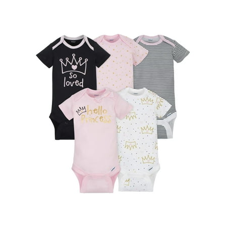 

Gerber Baby Girl Short Sleeve Onesies Bodysuits 5-Pack