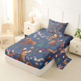 thumbnail image 2 of Castle Fairy Cute Cartoon Woodland Animal Twin Sheets 3pcs for Boys,Deer Bear Fox Owl Mushroom Pine Bedding,Navy Brown White,1 Fitted Sheet, 1 Flat Sheet and 1 Pillowcase, 2 of 6