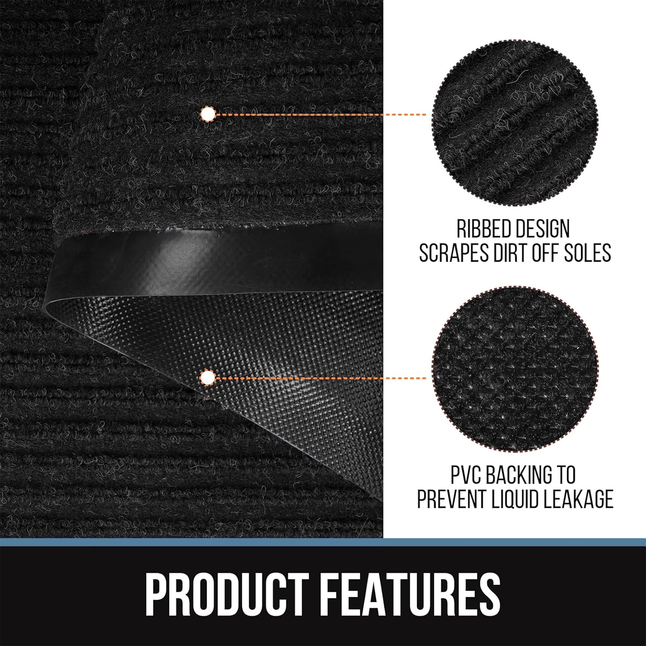 OVYEOFR 16.4 x 3 ft Commercial Carpet Entrance Mats, Non Slip Commercial Floor Mat Runner Rug Utility Mat, Black