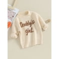 thumbnail image 3 of Suealasg Little Girls Fall Winter Sweaters 6M 1T 2T 3T 4T Kids Girls Long Sleeve Letter Embroidery Knit Pullovers Tops Autumn Casual Knitwear Clothes for Toddler Baby Girls, 3 of 9