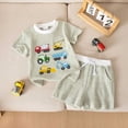 thumbnail image 2 of NOLDARES Toddler Baby Boy Clothes Boys Summer Outfits Dinosaur T-Shirt & Shorts Set 12 Months-5T(Green,2-3 Years), 2 of 4