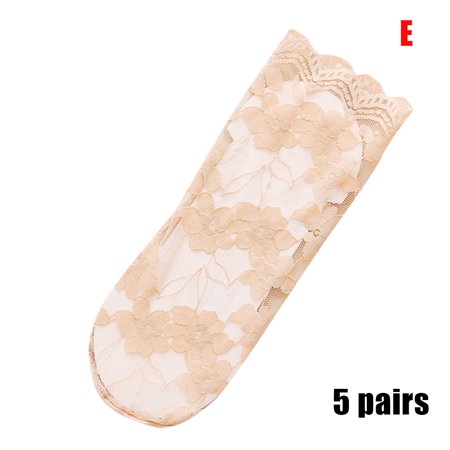 

Liveday 5 Pair Women Lace Thin Socks Lady Breathable Ankle Socks for Summer New