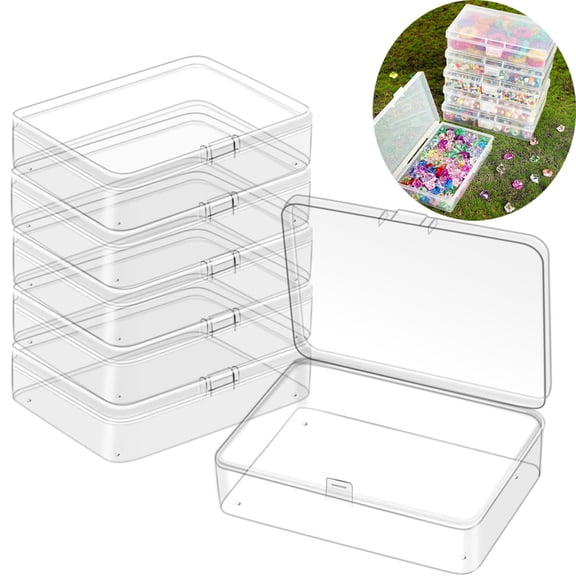 GIXUSIL 6 Pack Plastic Storage Containers for Household, Clear Storage Box, Containers Case with Lids for Earplugs, Pins, Small Items, Crafts, Jewelry, Business Cards, Hardware (6 x 2.6 x 1.1 inches)
