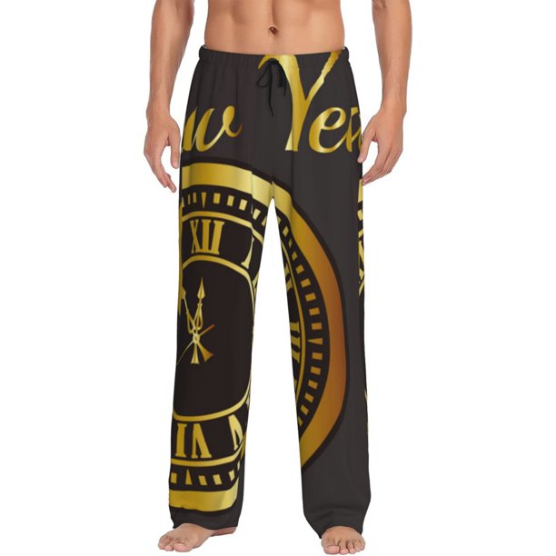 Fotbe 2025 New Year Pantalones de Pijama para Hombre, Pantalones de Dormir, Pantalones de Casa con Cintura Ajustable y Bolsillos-3X-Large