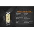 thumbnail image 6 of GFCI Outlet 15 Amp, Self-Test GFCI Electrical Outlet with Thinner Design, TR Tamper Resistant GFCI Receptacle, Ground Fault Circuit Interrupters with Wall Plate, UL Listed, Light apricot 2PC, 6 of 7
