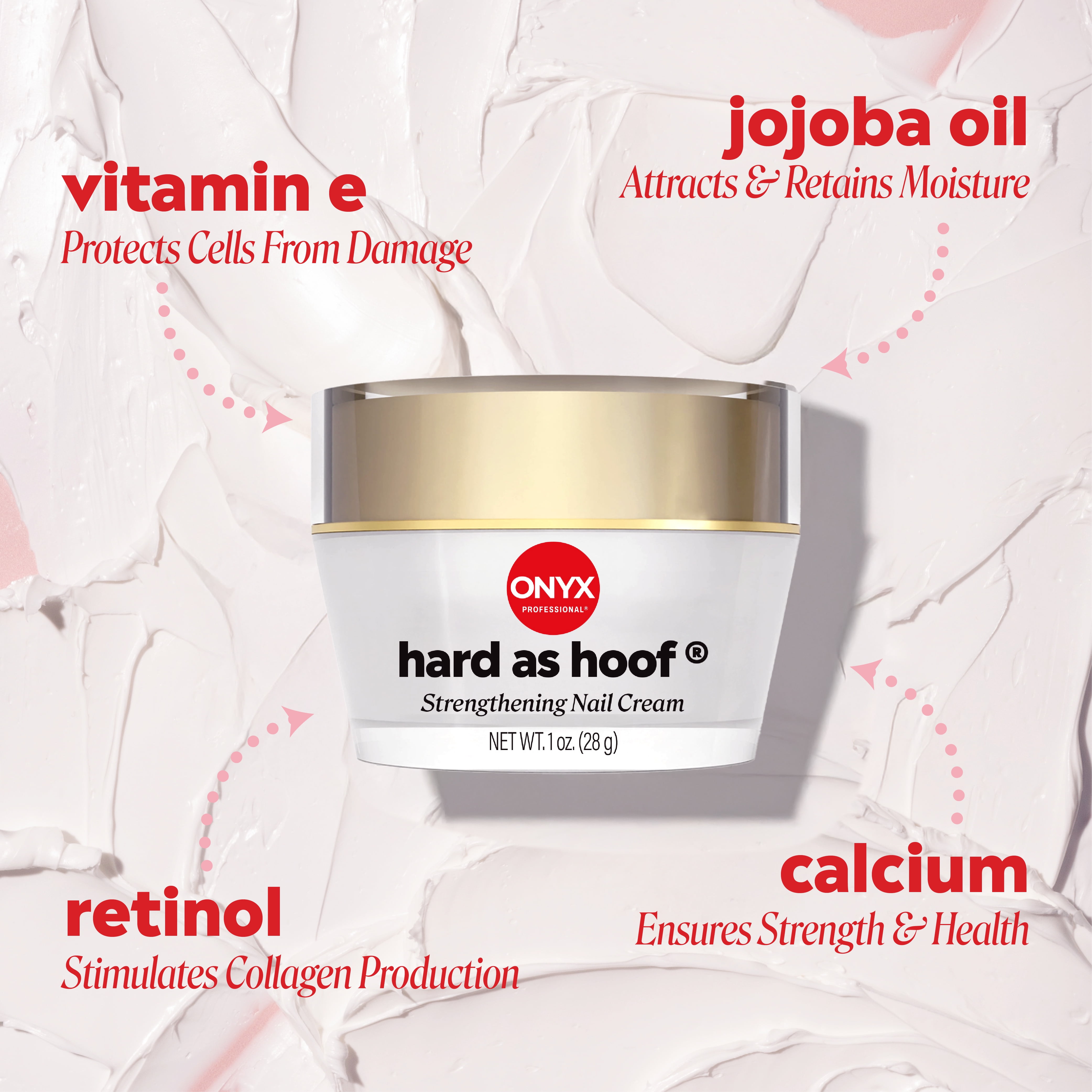 Onyx Professional Hard As Hoof Strengthening Nail Cream, Vanilla Coconut Scent, 1 oz