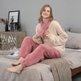 thumbnail image 2 of Pijamas de lana de coral de gran tamaño para mujer, pijamas de mujer de manga larga de otoño e invierno, ropa para el hogar, 2 of 6