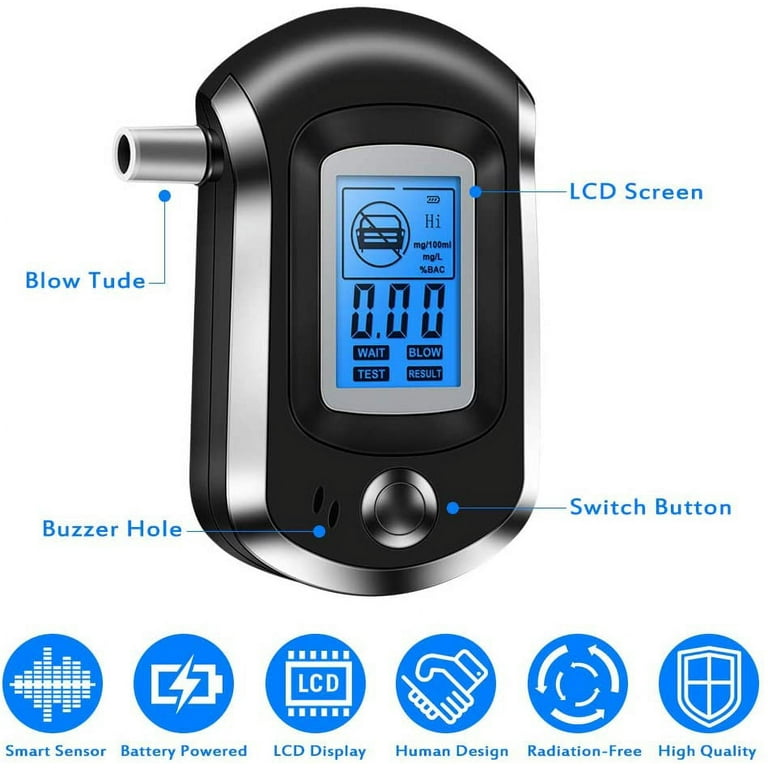 Amerteer Breathalyzer, Portable Breath Alcohol Tester with Audio Warning  and LCD Screen Auto Power Off for Personal Home Use, Breath Alcohol  Detector