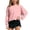 Pink, variant on CUZIBR Girls Youth Shirts Loose Fit Long Sleeve Cropped Top Solid Color Oversized Crewneck Casual Blouse Backless Summer Basic Breathable Cozy Lightweight Tee Blouse,Navy,13-14 Years