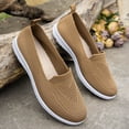 thumbnail image 5 of Loafers for Women Slip on Solid Mesh Walking Shoes Comfy Soft Sole Lightweight Driving Nursing Shoes Casual Breathable Flat Shoes Khaki Size 7, 5 of 7