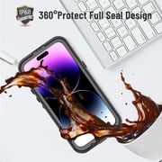 Waterproof Case for iPhone 14 Pro Max Magnetic Compatible with Wireless Charging Shockproof Protective Cover with Screen Protector (6.7 Black)