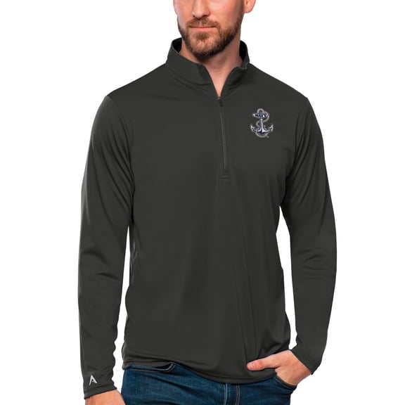 Men's Antigua Charcoal Navy Midshipmen Tribute Quarter-Zip Top