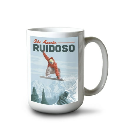 

15 fl oz Ceramic Mug Ski Apache New Mexico Snowboarder Jumping Dishwasher & Microwave Safe