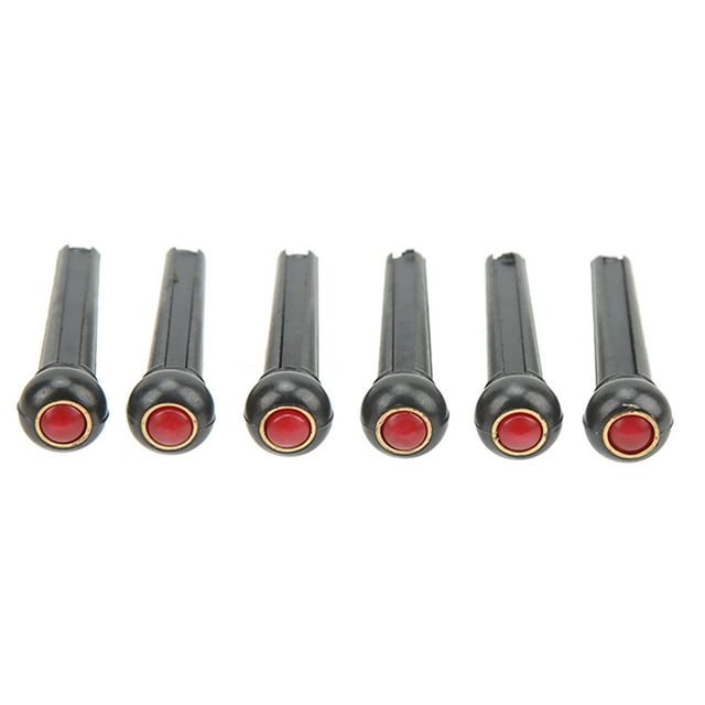 Guitar Bridge Pin Set, Plastic Clarity Increasing 6Pcs Guitar Bridge Pin Kit Black Stable For DIY Blue Head Type,Red Head Type