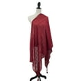 thumbnail image 3 of Women Plaid Wood Bead Tassel Cotton Scarf Lightweight Wrap Shawl Burgundy, 3 of 4