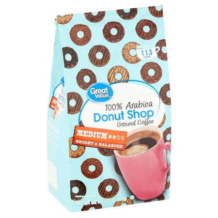 Great Value Donut Shop 100% Arabica Medium Ground Coffee, 32