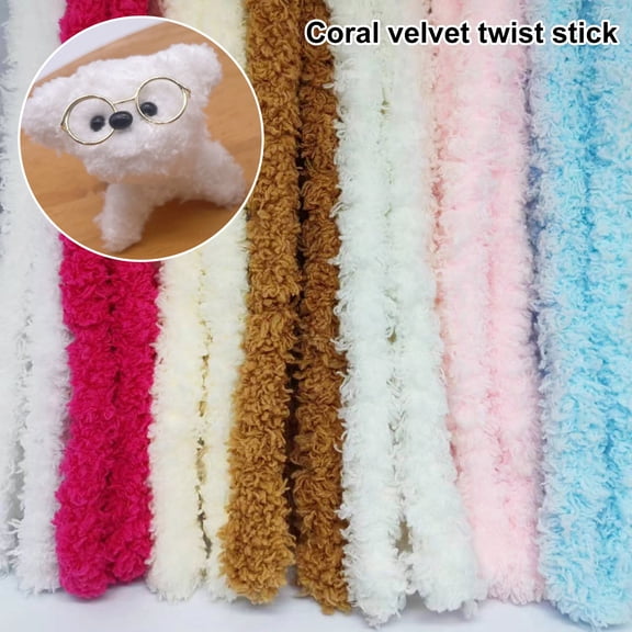 Guiexla Coral Velvet Twist Stick Extra Thick Pipe Cleaners Large Plush Twist Stick Kids Art Craft Projects DIY Decoration Supplies