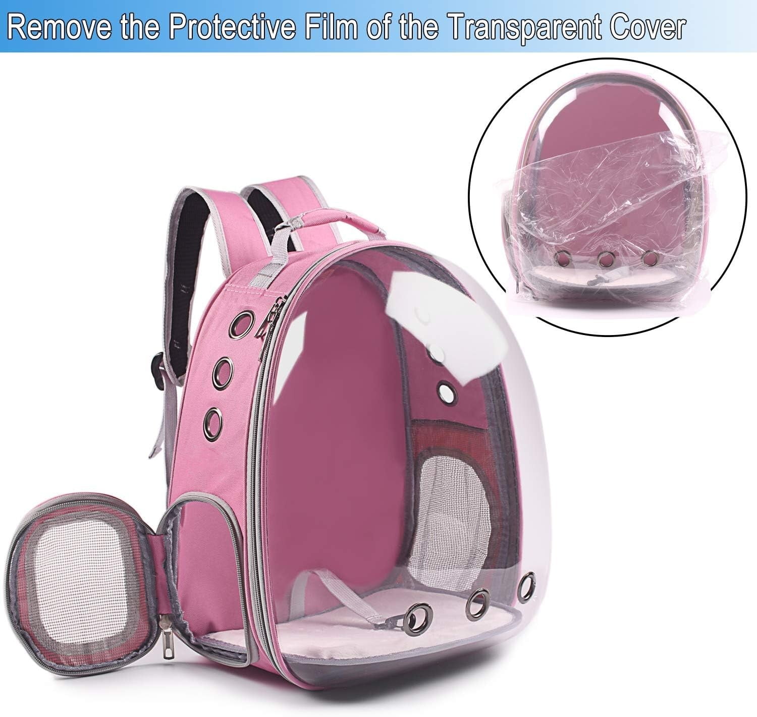 Bubble Carrying Bag for Small Medium dogs Cats, Space Capsule Pet Hiking backpack, Airline Approved Travel carrier - Pink