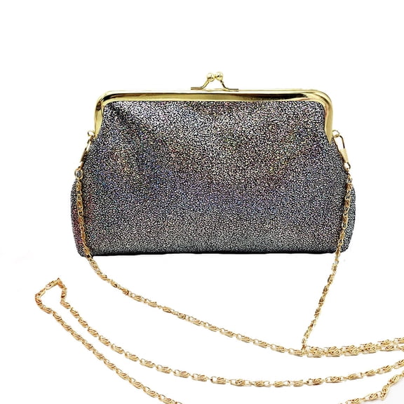 Modstep Clutch Purses for Women Kisslock Formal Evening Chain Shoulder Bags Cellphone Handbags for Wedding Party Prom Black