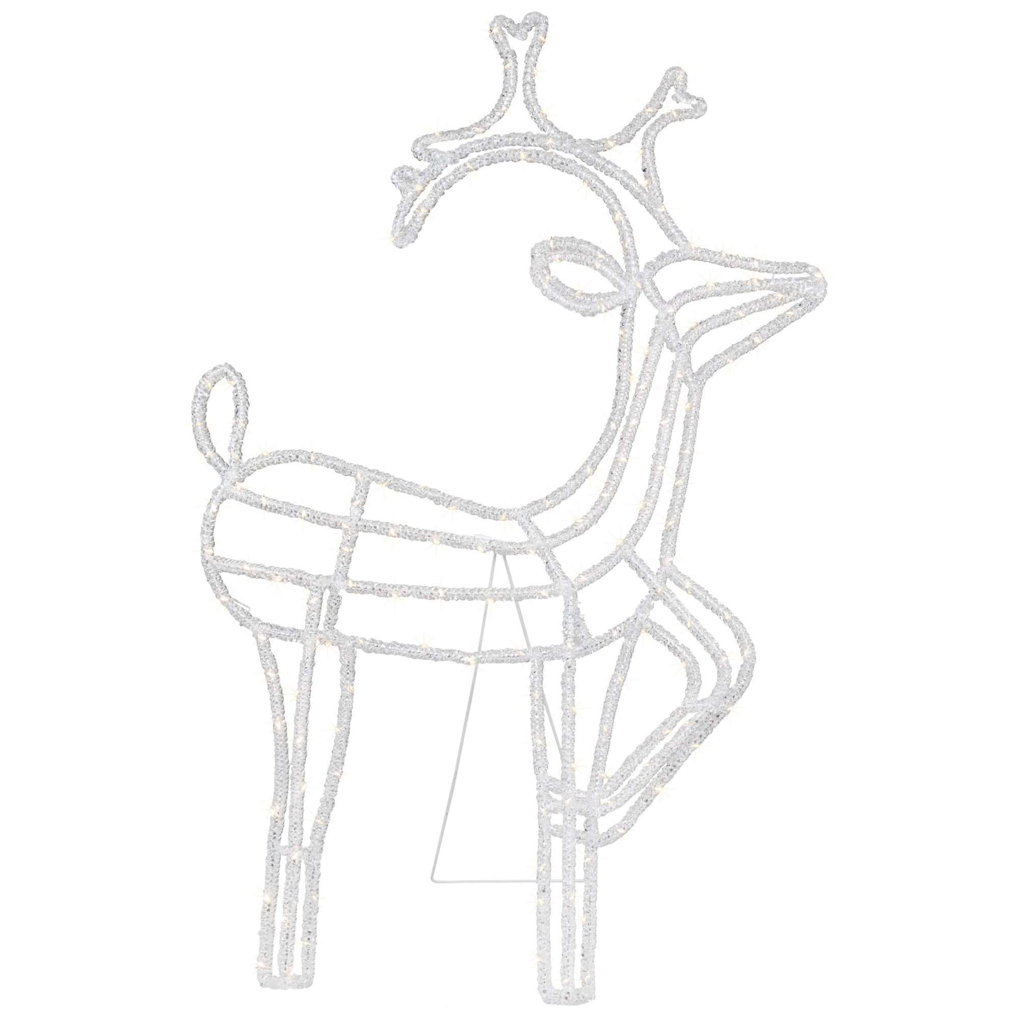 LED Lighted Icy Reindeer Christmas Yard Decoration - 35.75" Silver Wire - Warm White