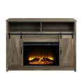 thumbnail image 2 of TV Stand and Fireplace with 2 Sliding Barn Doors, Rustic Brown, 2 of 3