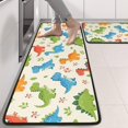 thumbnail image 2 of Dinosaur and Flower Beige Pattern Anti Fatigue Kitchen Rugs Set Of 2, Non Slip Washable Decorative Floor Mats for Sink Laundry and Home Use, 17"x47", 2 of 5