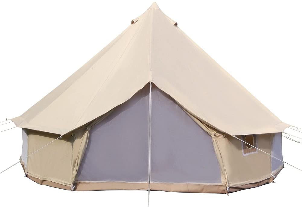 Luxury Outdoor Waterproof Four Season Family Camping and Winter Glamping  Cotton Canvas Yurt Bell Tent with Galvanized Steel Center & Door Pole and  