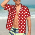 thumbnail image 5 of Yiaed Red Polka Dot Print Hawaiian Shirt for Men Short Sleeve Button Down Shirts Beach Shirts for Men-Large, 5 of 5