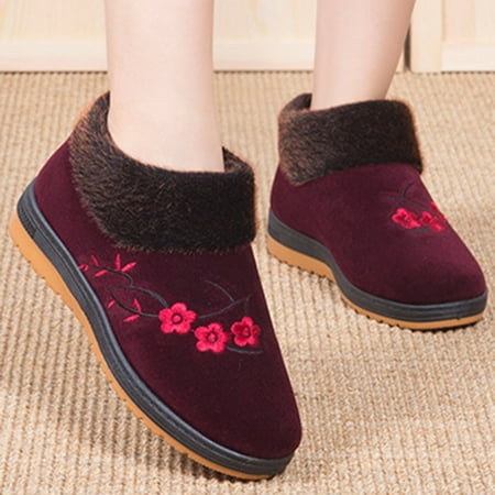 

Womens Boots Comfortable Women s Snow Round Plus Warm Padded Boots Toe Shoes Velvet Outdoor Printed Women s Boots Red 6.5-7 Boots for Women