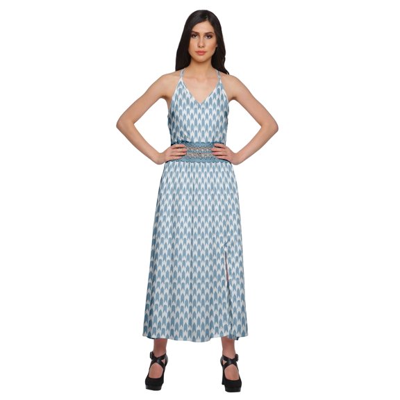 Moomaya WoMen's Printed Adjustable Spaghetti Strap Casual Dress With Side Slit