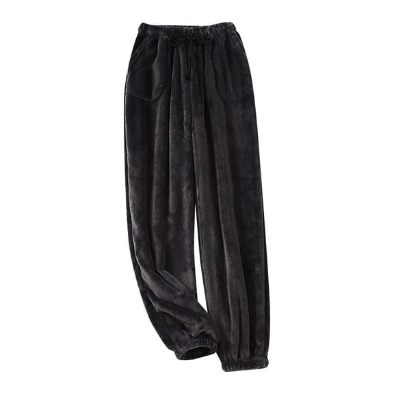 EDFBUYKRS Female Women Pants Casual Pants for Women High Waisted Jeans Pajama Pants Men's Autumn and Winter Warm Flannel Wide Mouth Trousers Loose Large Size Thick Coral Home Pajamas Xl