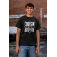 thumbnail image 4 of Cruisin For a Bruisin Fight Rebel Punk Men's Big & Tall Crewneck Graphic Tee Brisco Brands 3X, 4 of 5