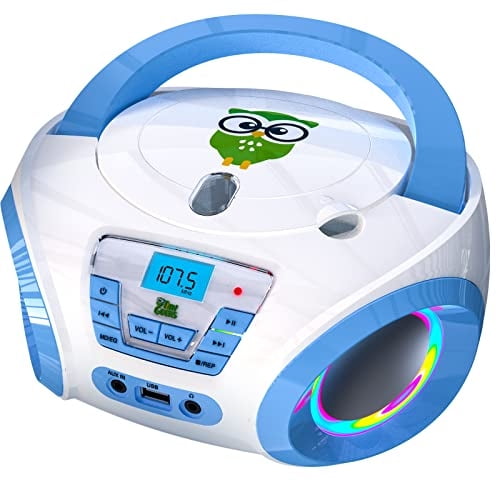 Reproductor de CD para niños TinyGeeks Tunes + Radio FM + Baterías incluidas + Altavoz adorable para niños y niños pequeños