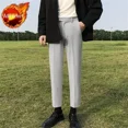 thumbnail image 3 of Pantalones de traje de negocios rectos y ajustados para hombre, de cintura alta, fluidos, para oficina, trabajo, social, sastrería, pantalones trenzados para hombres., 3 of 5